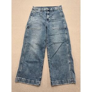 GAP Carpenter Jeans Women's 2/26 Petite Blue Light Wash Denim Wide Leg Baggy Fit